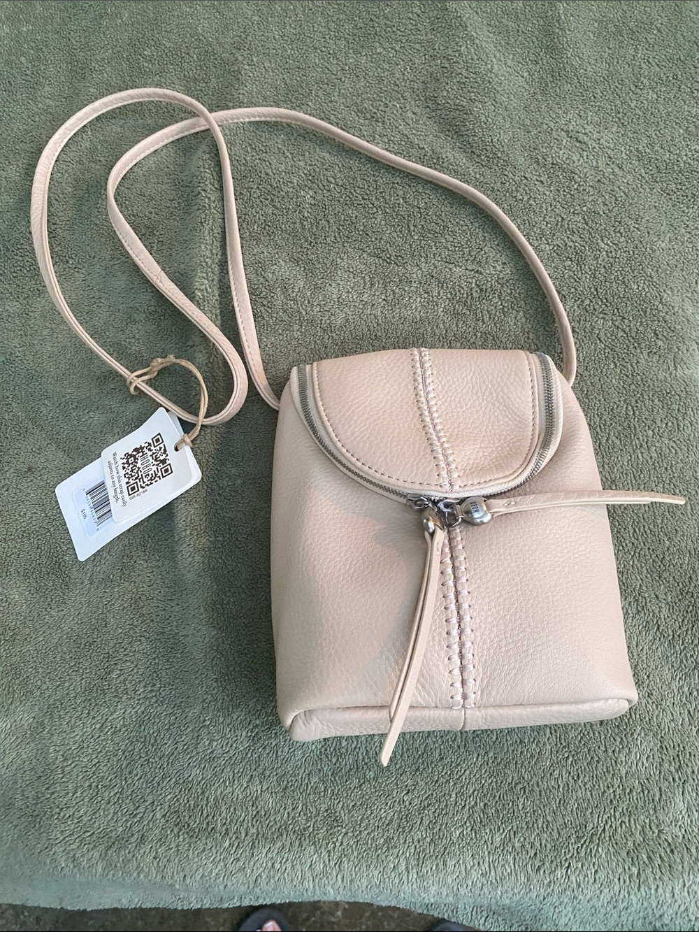 New HOBO Fern Crossbody Bag Stonewash Cream Leather
